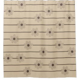 Cortina Para Box Padrão Horizontal Stripe Castanho Khaki Flor Y2K