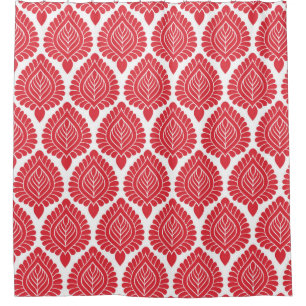Cortina Para Box Padrão Indígena Vermelho Decorativo em Fundo Bra