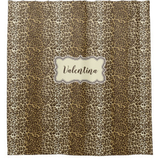 Cortina Para Box Padrão Leopardo Clássico com Nome Personalizado