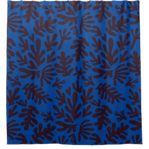 Cortina Para Box padrão moderno abstrato boho azul e preto