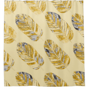 Cortina Para Box Padrão Moderno das Folhas Tropicais de Aquarela