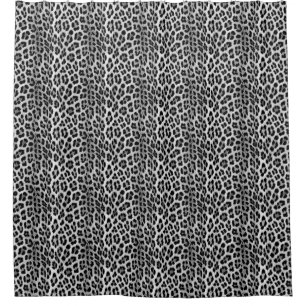 Cortina Para Box Padrão monocromático preto e branco, leopardo