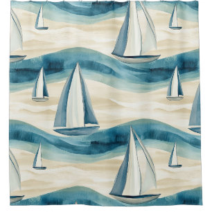 Cortina Para Box Padrão Náutico de Ondas de Velero Costeiro (1)