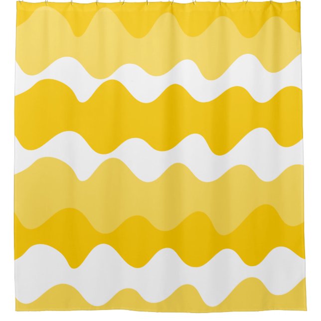 Cortina Para Box Padrão ondulado horizontal amarelo e branco (Frente)