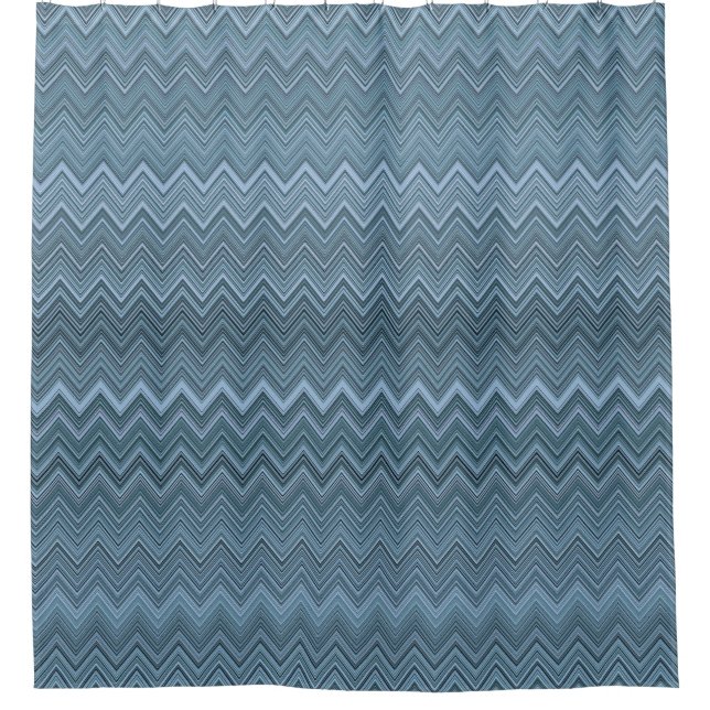 Cortina Para Box Padrão ondulado ziguezague cinza azul (Frente)