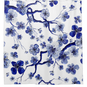 Cortina Para Box ?Padrão oriental de aquarela com ramificação sakur