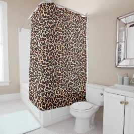 Cortina Para Box Padrão Ousado de Estampa de Leopardo Marrom Preto