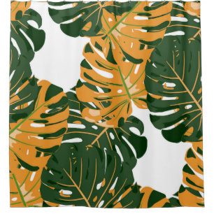 Cortina Para Box Padrão perfeito com a floresta tropical havaiana.