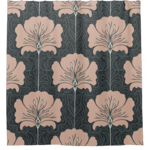 Cortina Para Box Padrão perfeito de vindima com flores rosa. Art n°