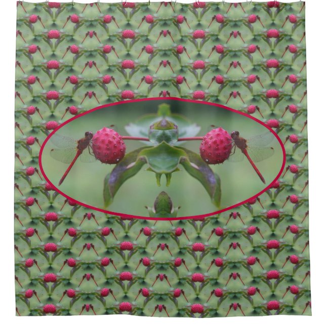 Cortina Para Box Padrão Red Dragonfly Abstrato (Frente)