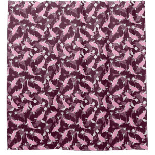 Cortina Para Box Padrão rosa e roxo - Peixe Koi