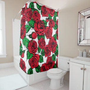 Cortina Para Box padrão Rosa vermelha
