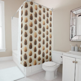 Cortina Para Box Padrão Rustic Brown Pine Cone Winter