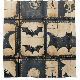 Cortina Para Box Padrão Rustic Denim Halloween