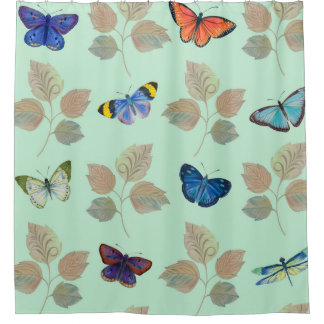 Cortina Para Box Padrão sem costura com borboletas brilhantes e bra