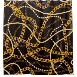 Cortina Para Box Padrão sem costura com correntes de ouro.
