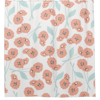 Cortina Para Box Padrão sem costura com flores e elementos florais,