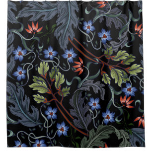 Cortina Para Box Padrão sem costura com flores no estilo de deco de