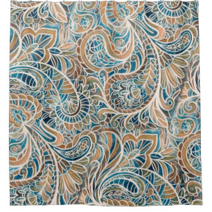 Cortina Para Box Padrão sem costura com impressão de Paisley mult