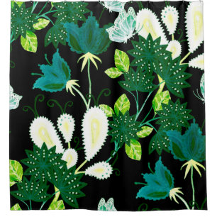 Cortina Para Box Padrão sem costura de aquarela com flores de fanta