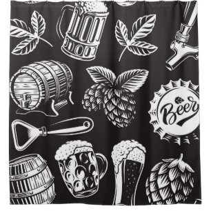 Cortina Para Box Padrão sem costura de cerveja em vintage styleart,