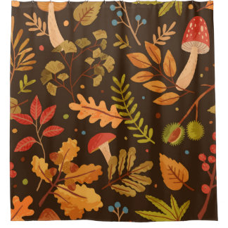 Cortina Para Box Padrão sem costura decorado com folhas de outono, 