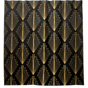 Cortina Para Box Padrão sem costura preto e fundo dourado