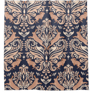 Cortina Para Box Padrão simétrico sem soldadura no estilo Damask.