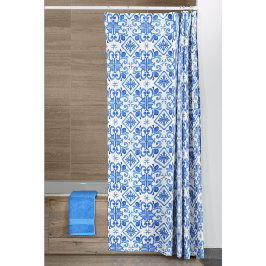 Cortina Para Box Padrão Toile Francês Azul