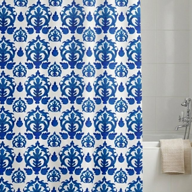 Cortina Para Box Padrão Toile Francês Azul (Criador carregado)