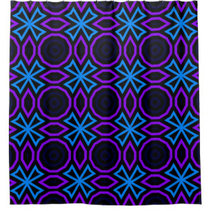 Cortina Para Box Padrão uniforme azul e preto com geomet simples