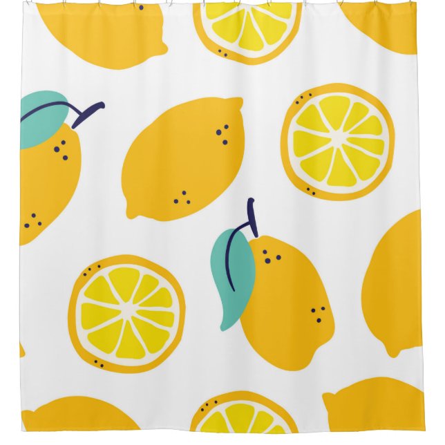 Cortina Para Box Padrão uniforme de frutas de limões (Frente)