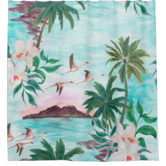 Cortina Para Box Padrão uniforme de pintura aquosa com hawaiano