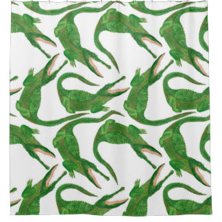 Cortina Para Box padrão uniforme de pintura de aquarela com crocodi