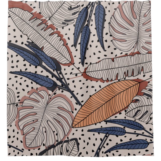 Cortina Para Box padrão uniforme tropical abstrato criativo em bac (Frente)