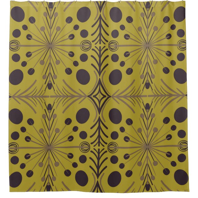 Cortina Para Box Padrão Verde de Seta Geométrica de Boho (Frente)