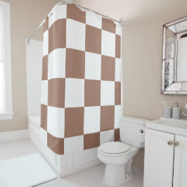Cortina Para Box Padrão verificado em branco e Mocha Mousse