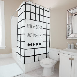 Cortina Para Box Padrão verificado personalizado monograma preto M2