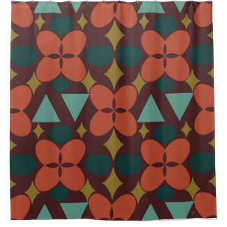 Cortina Para Box Padrão Vermelho de Diamante de Flor Moderno do mei