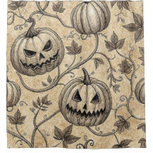 Padrão Vintage Halloween Pumpkin Vine