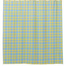 Cortina Para Box Padrão Xadrez Azul Amarelo