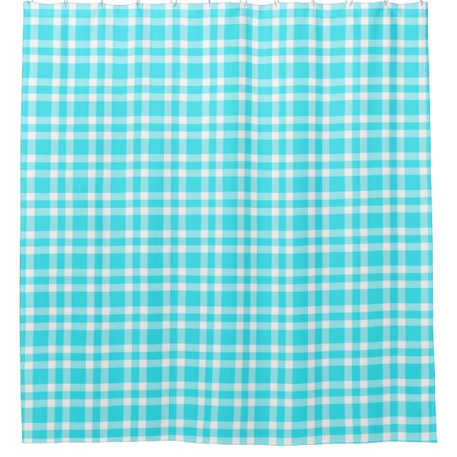 Cortina Para Box Padrão Xadrez Azul Branco (Frente)