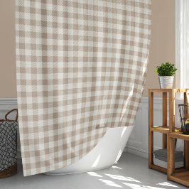 Cortina Para Box Padrão Xadrez Boho Quadriculado Neutro