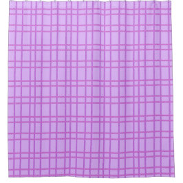 Cortina Para Box Padrão xadrez de flores rosa e roxo