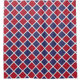 Cortina Para Box Padrão Xadrez Diamante Harlequim Vermelho Azul Bra