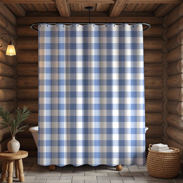 Cortina Para Box Padrão Xadrez Gingham Azul Centáurea (Criador carregado)