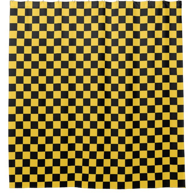 Cortina Para Box Padrão xadrez preto e dourado (Frente)