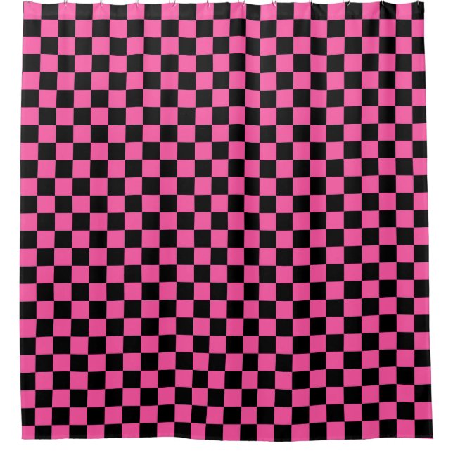 Cortina Para Box Padrão xadrez preto e rosa (Frente)