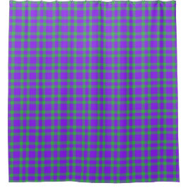 Cortina Para Box Padrão Xadrez Verde Roxo