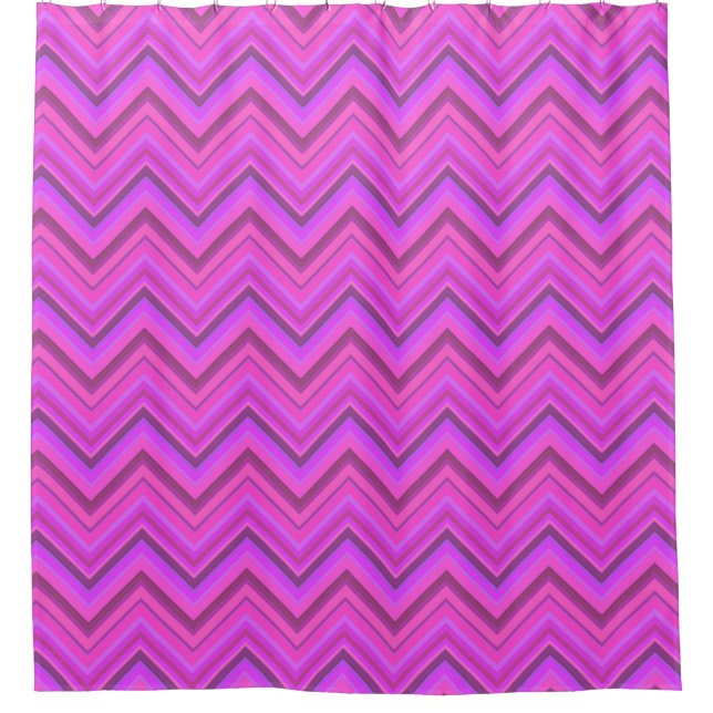 Cortina Para Box Padrão zigzag de listras rosa (Frente)
